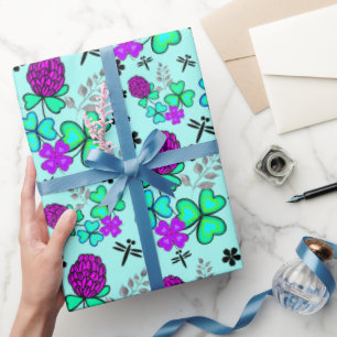 Kleeblatt, vierblättriges Wrapping Paper Geschenkpapier