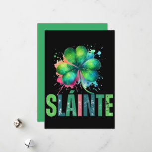 Kleeblatt Wasserfarbe - Sláinte - St Patrick Day Feiertagskarte