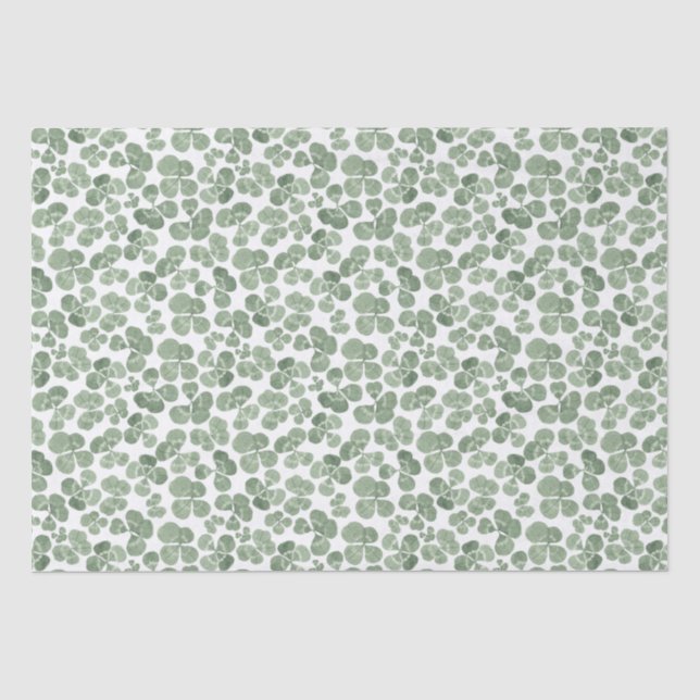 Kleeblatt Wasserfarbe St. Patrick's Clover Gemuste Seidenpapier (Vorderseite)