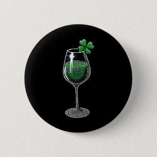 Kleeblatt-Weinglas Trinken St. Patricks Day Irisch Button
