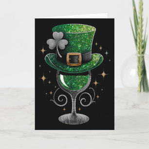 Kleeblatt-Weinglas Trinken St. Patricks Day Irisch Karte