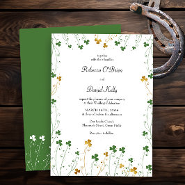 Kleeblatt Wildblume Green Gold Hochzeit Einladung