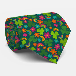 Kleeblätter, Blume und Rainbows St. Patrick's Day Krawatte