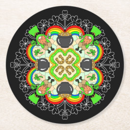Kleeblätter, Leprechauns St Patrick's Day Runder Pappuntersetzer