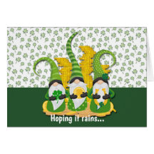 Kleeblätter Rain Gnome St Patrick's Day Card
