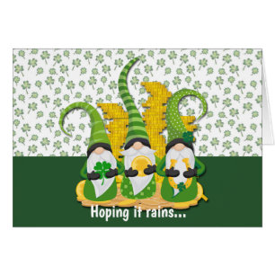 Kleeblätter Rain Gnome St Patrick's Day Card