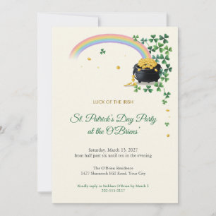 Kleeblätter und Gold St Patricks Day Party-Einladu Einladung