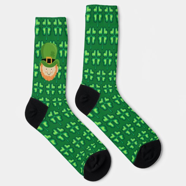 Kleeblätter und Leprauchauns Crew Socken (Rechts)