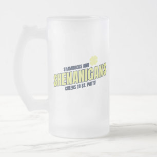 Kleeblätter und Schabernack gefrosteter Glasmug Mattglas Bierglas
