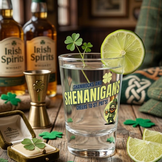 Kleeblätter und Schabernack St. Patrick's Day Schnapsglas (Von Creator hochgeladen)