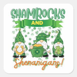Kleeblätter und Shenanigans St Patrick's Day Lucky Quadratischer Aufkleber