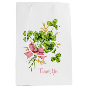 Kleeblätter Vintag Niedlich Pink Lucky Girl Babydu Mittlere Geschenktüte
