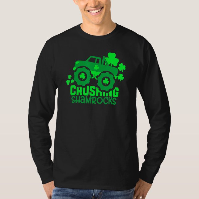 Kleeblätter zerkleinern Monster Truck Boys Irish S T-Shirt (Vorderseite)