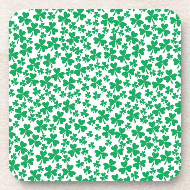 Kleeblätter zum St. Patrick's Day Getränkeuntersetzer (Vorderseite)