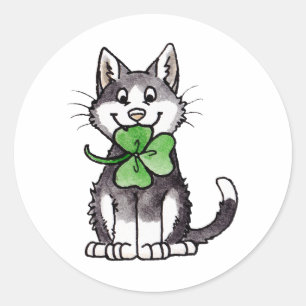 KleeblattKitty Runder Aufkleber