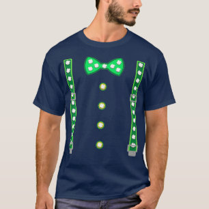 Kleeblatts Bow Krawatte Suspenders T-Shirt StPatri