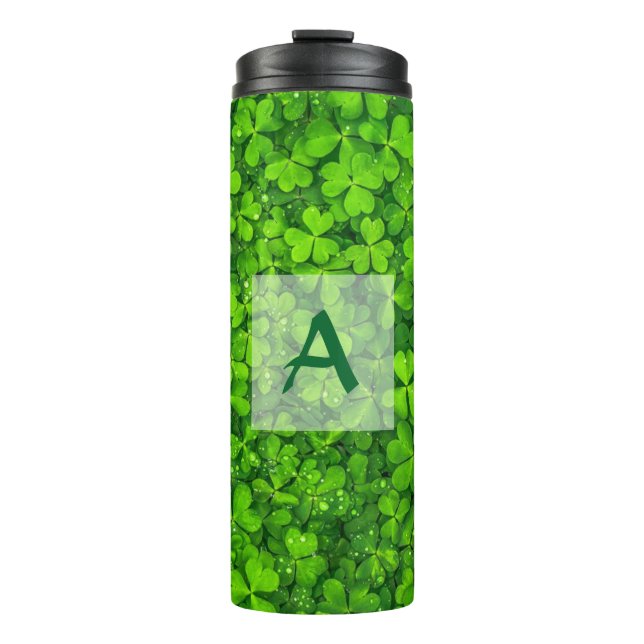 Kleeblatts Clover Blätter St. Patrick's Day Monogr Thermosbecher (Vorderseite)