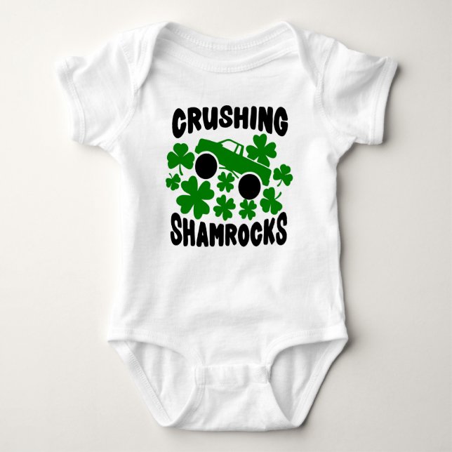 Kleeblatts erpressen St. Patrick's Day MonsterTruc Baby Strampler (Vorderseite)