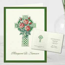 Kleeblatts Irish Celtic Cross Rote Rosen Beileid Dankeskarte
