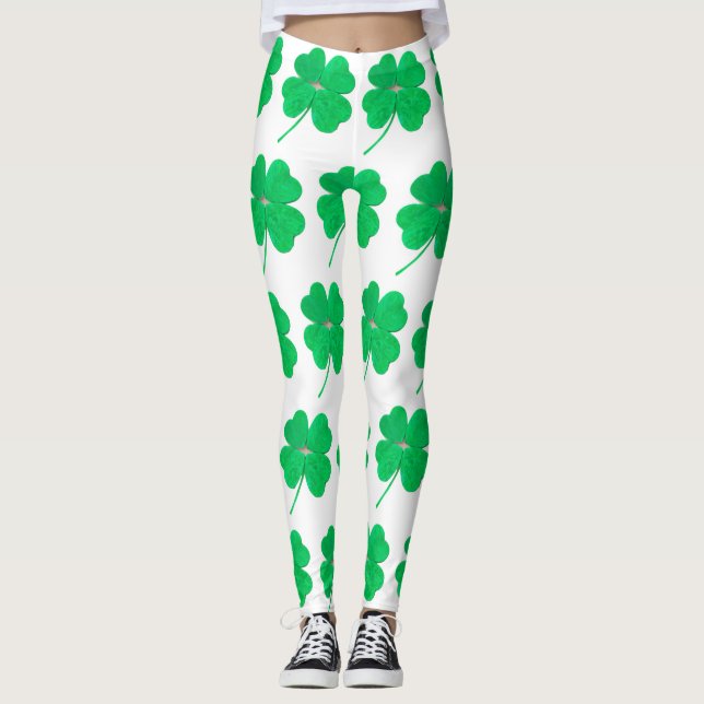 Kleeblatts Irish Green St Patricks Day White Leggings (Vorderseite)