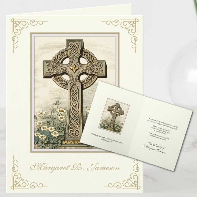 Kleeblatts Katholische Irish Celtic Cross Beileid Dankeskarte (Von Creator hochgeladen)