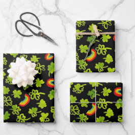 Kleeblatts & Rainbows St Patricks Day Geschenkpapier Set