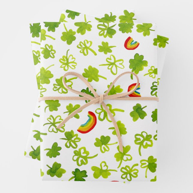 Kleeblatts & Rainbows St Patricks Day Geschenkpapier Set (Beispiel)