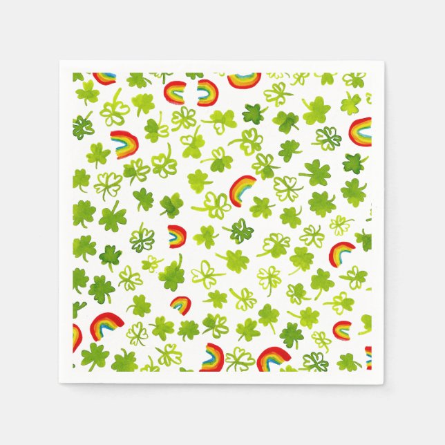 Kleeblatts Rainbows Watercolor Irland ST PATRICKS Serviette (Vorderseite)