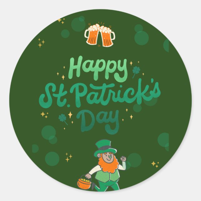 "Kleeblatts & Shenanigans: Ein St. Patrick's Day Runder Aufkleber (Vorderseite)