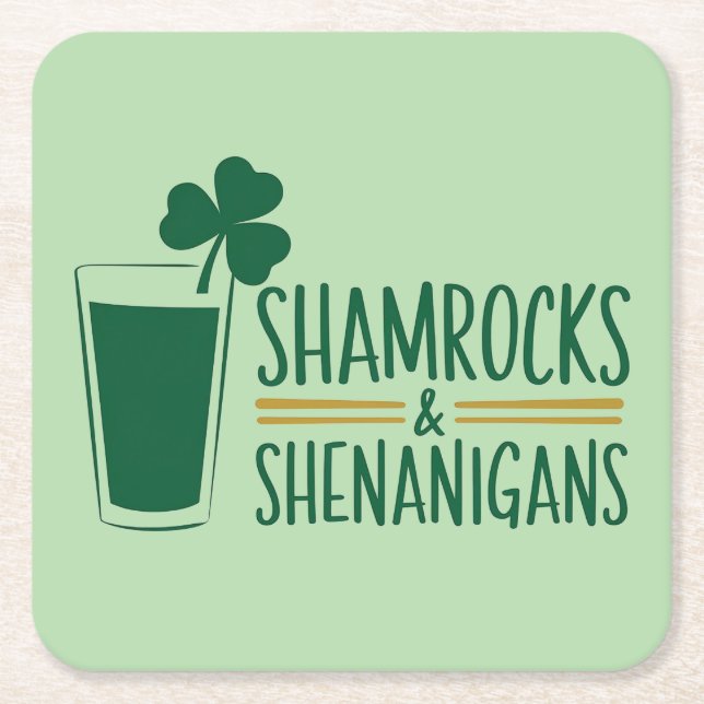 Kleeblatts & Shenanigans: St. Patrick's Day Design Rechteckiger Pappuntersetzer (Vorderseite)