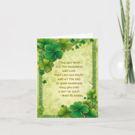 Kleeblatts und Irish Blessing St. Patrick's Day Feiertagskarte