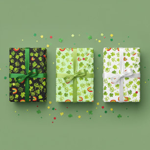 Kleeblatts und Regenbogen Irish St Patty's Geschenkpapier Set