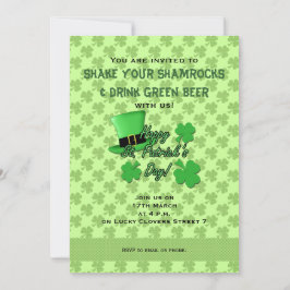 Kleeblatts zum St. Patricks Day laden zum Grünen H Einladung