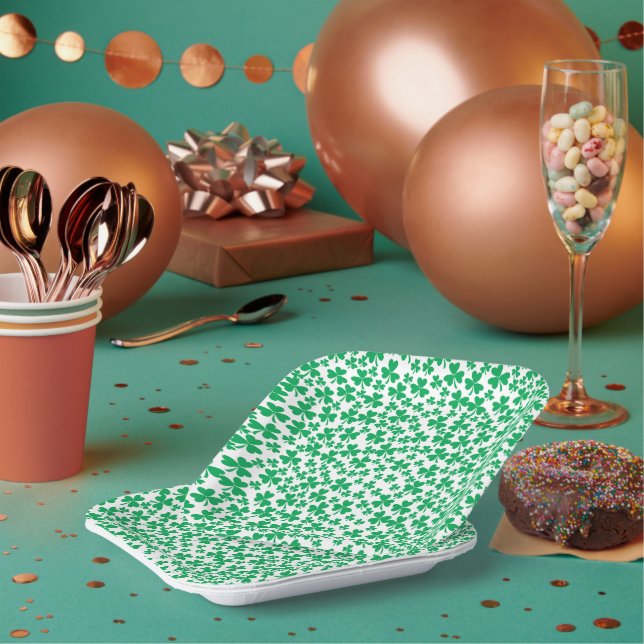 Kleeblatts zum St. Patricks Day Pappteller (Multi)