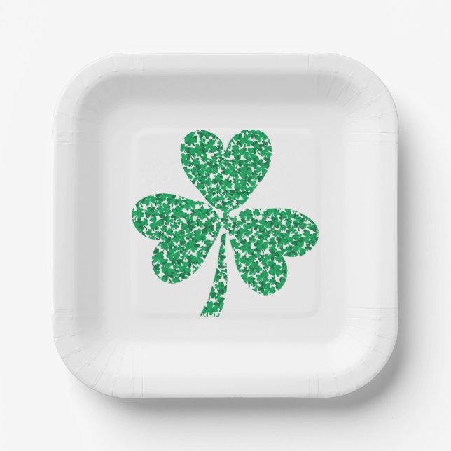 Kleeblatts zum St. Patricks Day Pappteller (Vorderseite)