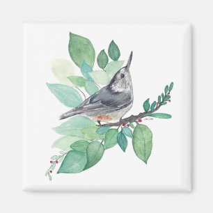 Kleiber-Vogelkunst mit weißer Brust Magnet