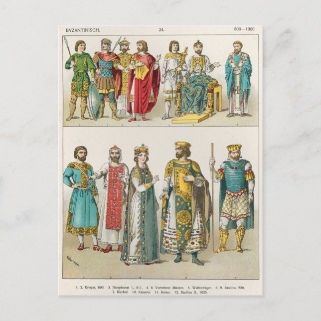 Kleid am byzantinischen Gericht Postkarte (Vorderseite)