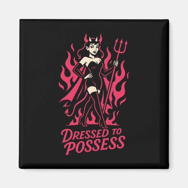 Kleid an Possess Funny Y Devil Kostüm Halloween Magnet (Vorne)