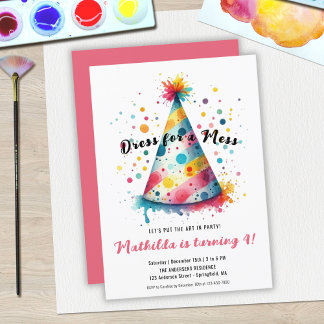 Kleid Chaos Kinder Kunst Malparty Mädchen Geburtst Einladung