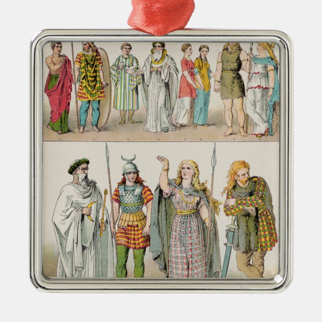 Kleid der Briten, des Gauls und der Deutschen Ornament Aus Metall (Vorne)