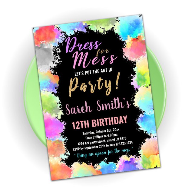 Kleid für Mess Paint Birthday Einladungen (Von Creator hochgeladen)