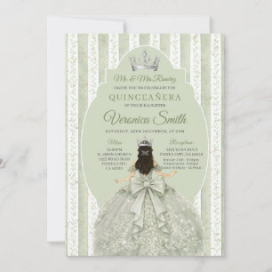 Kleid in Salbeigrün mit Schleife Quinceañera Gebur Einladung