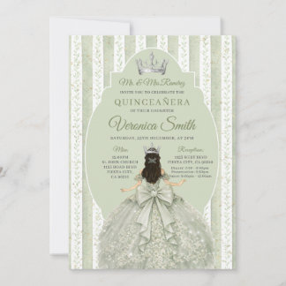 Kleid in Salbeigrün mit Schleife Quinceañera Gebur Einladung