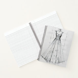 Kleid Vintage-Blueprint Notizbuch