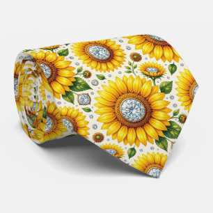 Kleide Dich Casual   Sonnenblumen und Diamanten Krawatte