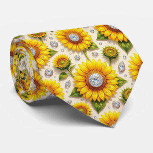 Kleide dich lässig   Sonnenblumen und Diamanten Krawatte