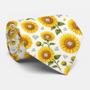 Kleide dich lässig   Sonnenblumen und Diamanten Krawatte