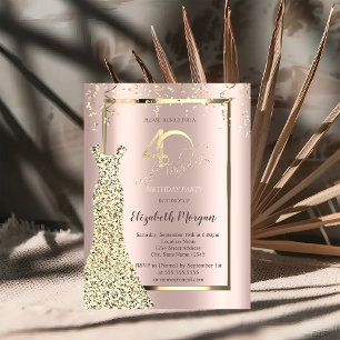 Kleider Pailletten Rose Gold 40. Geburtstagseinlad Einladung