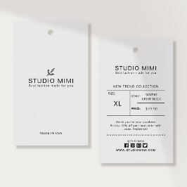 Kleiderhang Tag mit Preis, Größe, Stil & Soziales