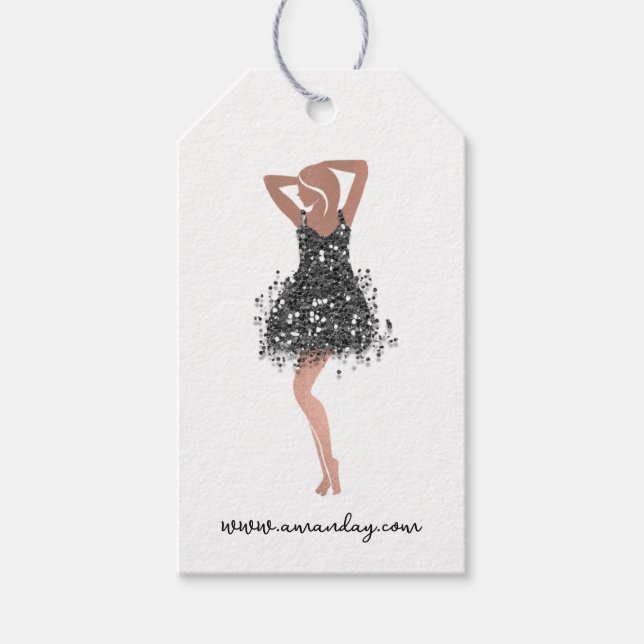 Kleiderpreis für Boutique Logo-Glitzer-Kleidung Geschenkanhänger (Vorderseite)
